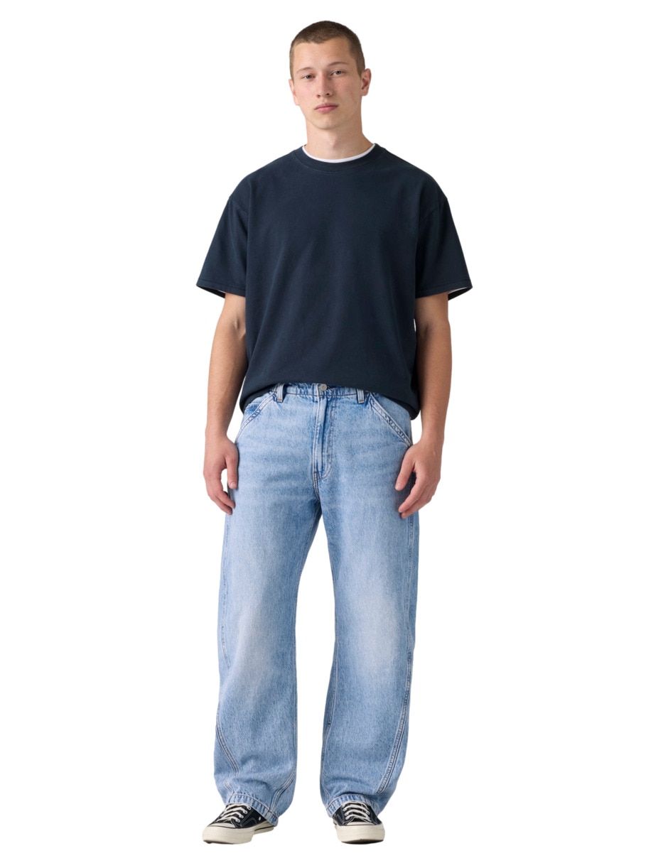 Jeans regular baggy lavado claro para hombre 2