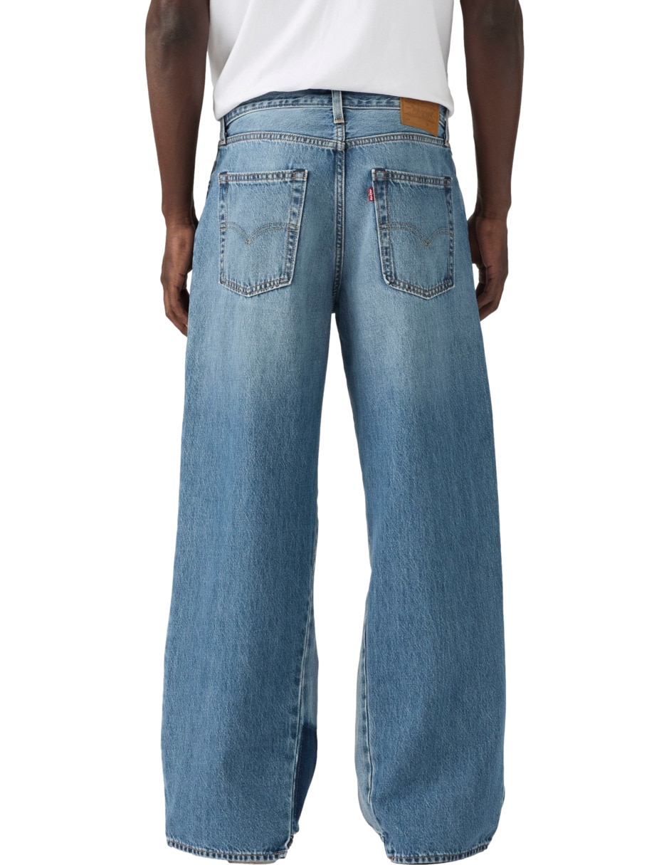Jeans regular baggy lavado medio para hombre 4