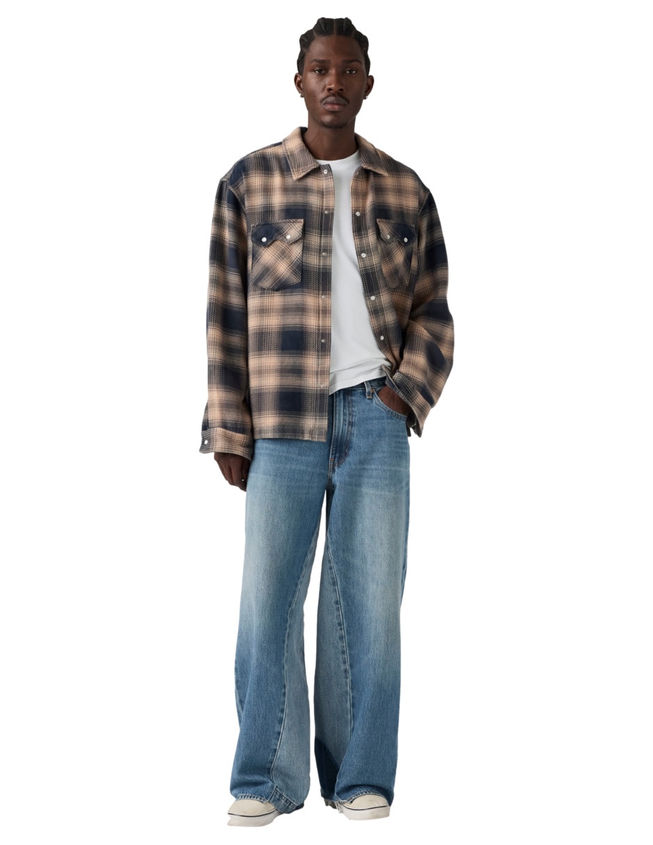Jeans regular baggy lavado medio para hombre 2