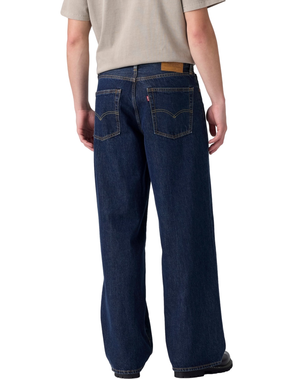Jeans regular baggy lavado obscuro para hombre 4