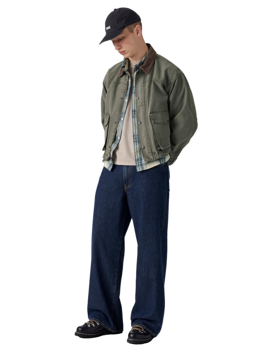 Jeans regular baggy lavado obscuro para hombre 2