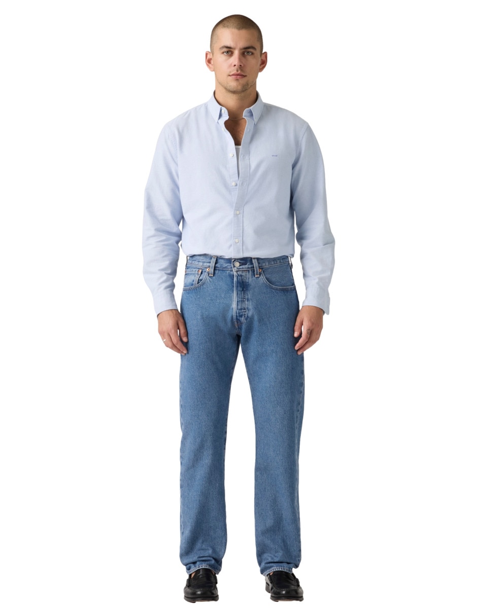 Jeans straight 501 lavado medio para hombre 4