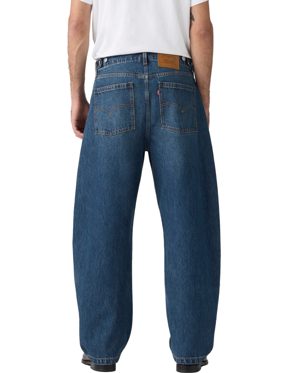 Jeans regular baggy lavado medio para hombre 4