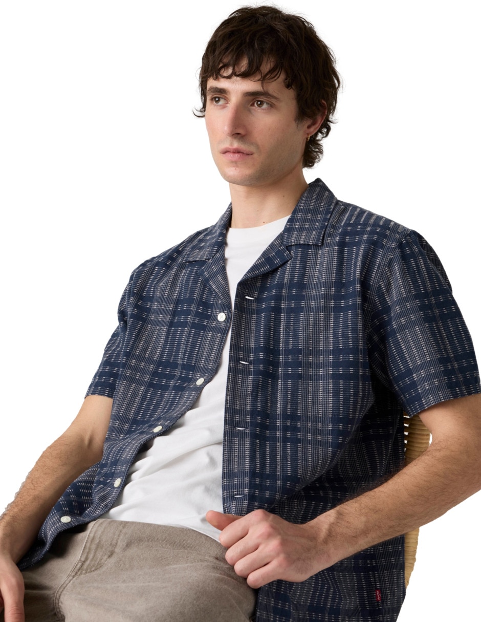 Camisa de lino manga corta para hombre 4