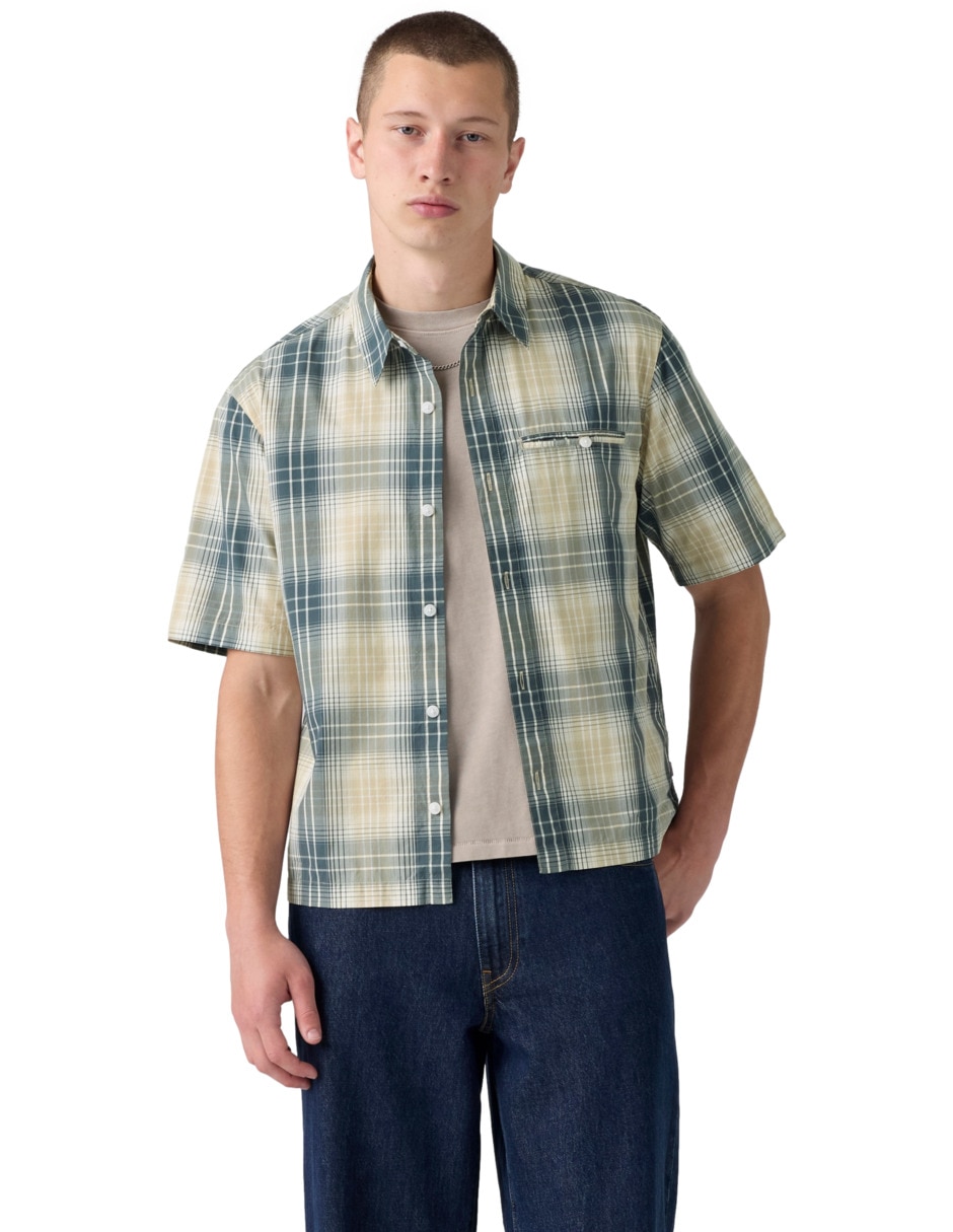 Camisa de algodón manga corta para hombre