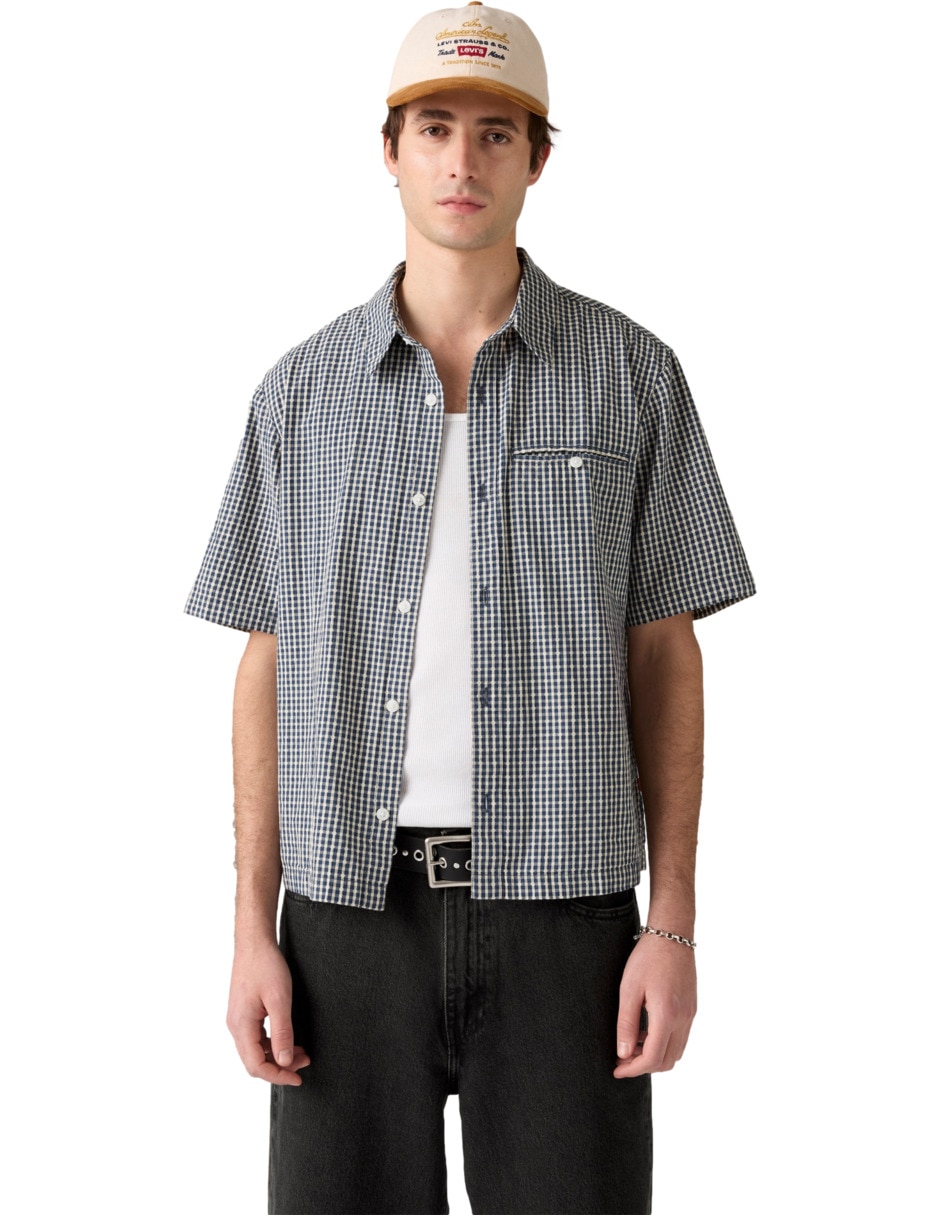 Camisa casual de algodón manga corta para hombre