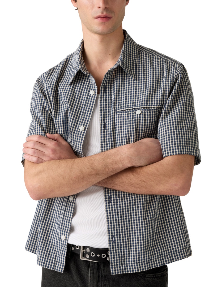 Camisa casual de algodón manga corta para hombre 4