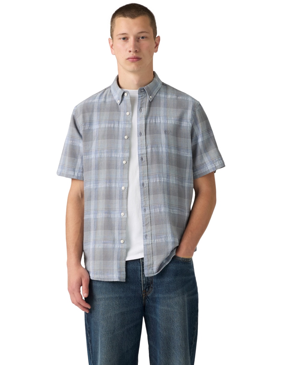 Camisa casual de algodón manga corta para hombre