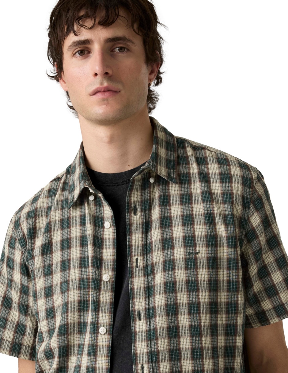 Camisa casual de algodón manga corta para hombre 4