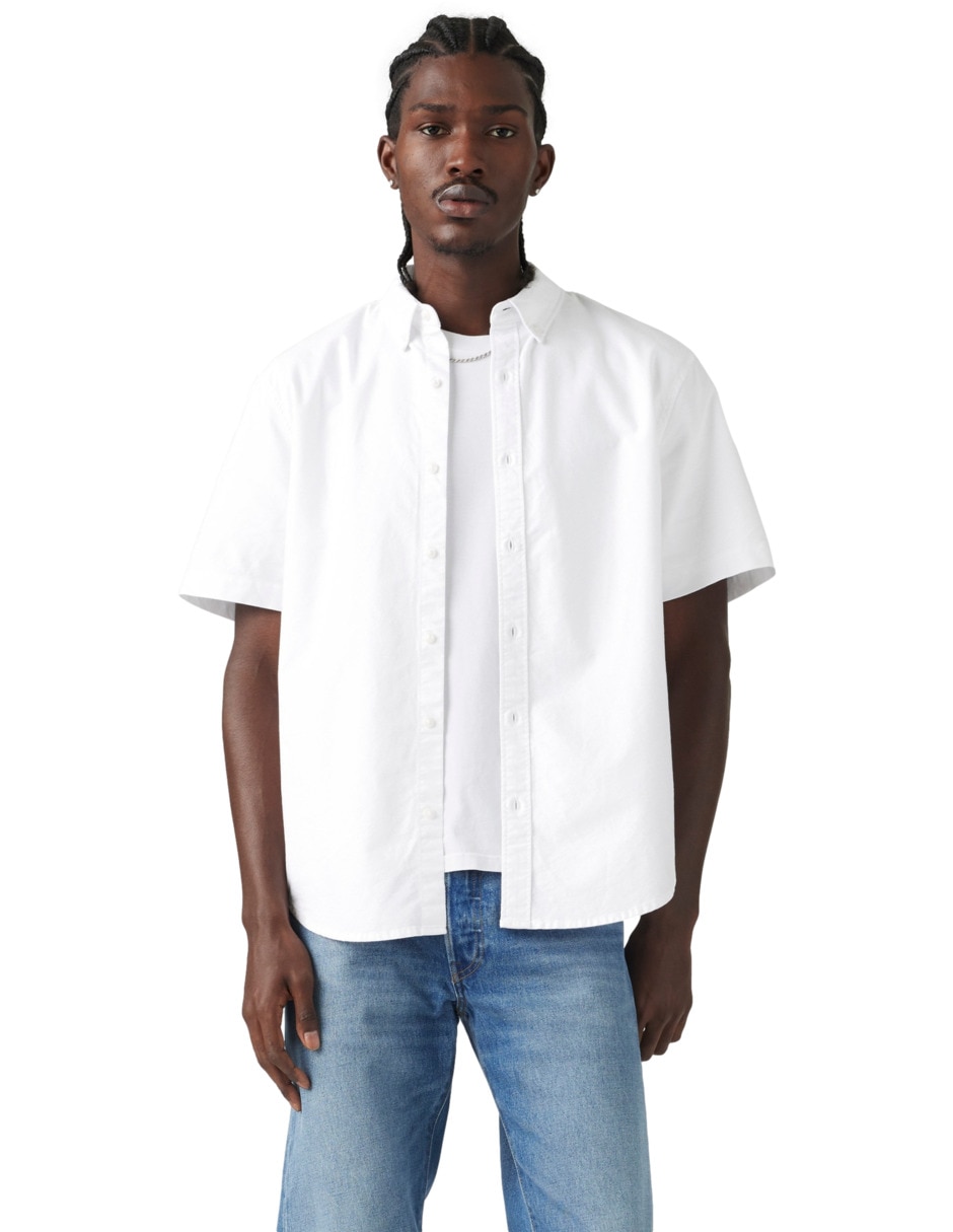 Camisa casual de algodón manga corta para hombre