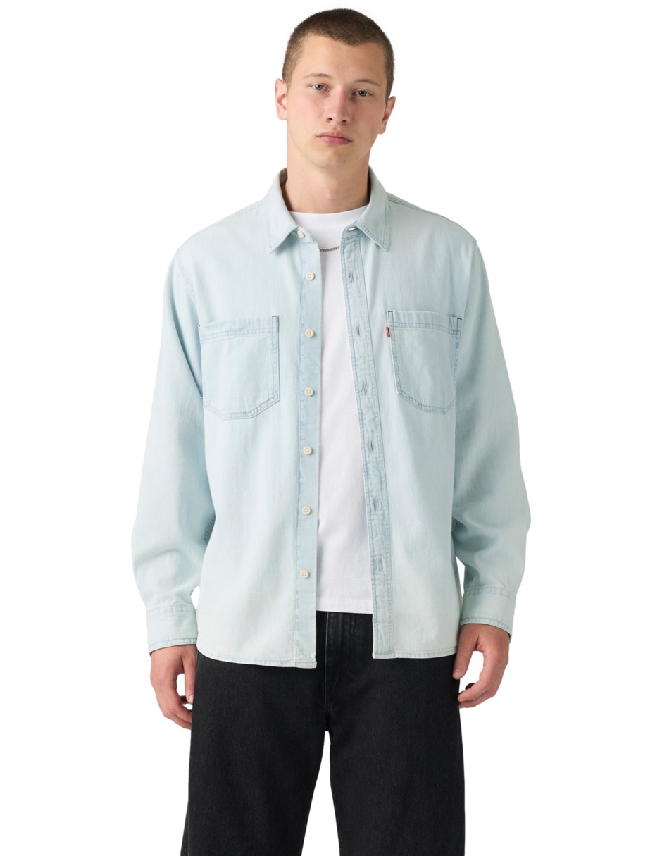 Camisa de algodón manga larga para hombre