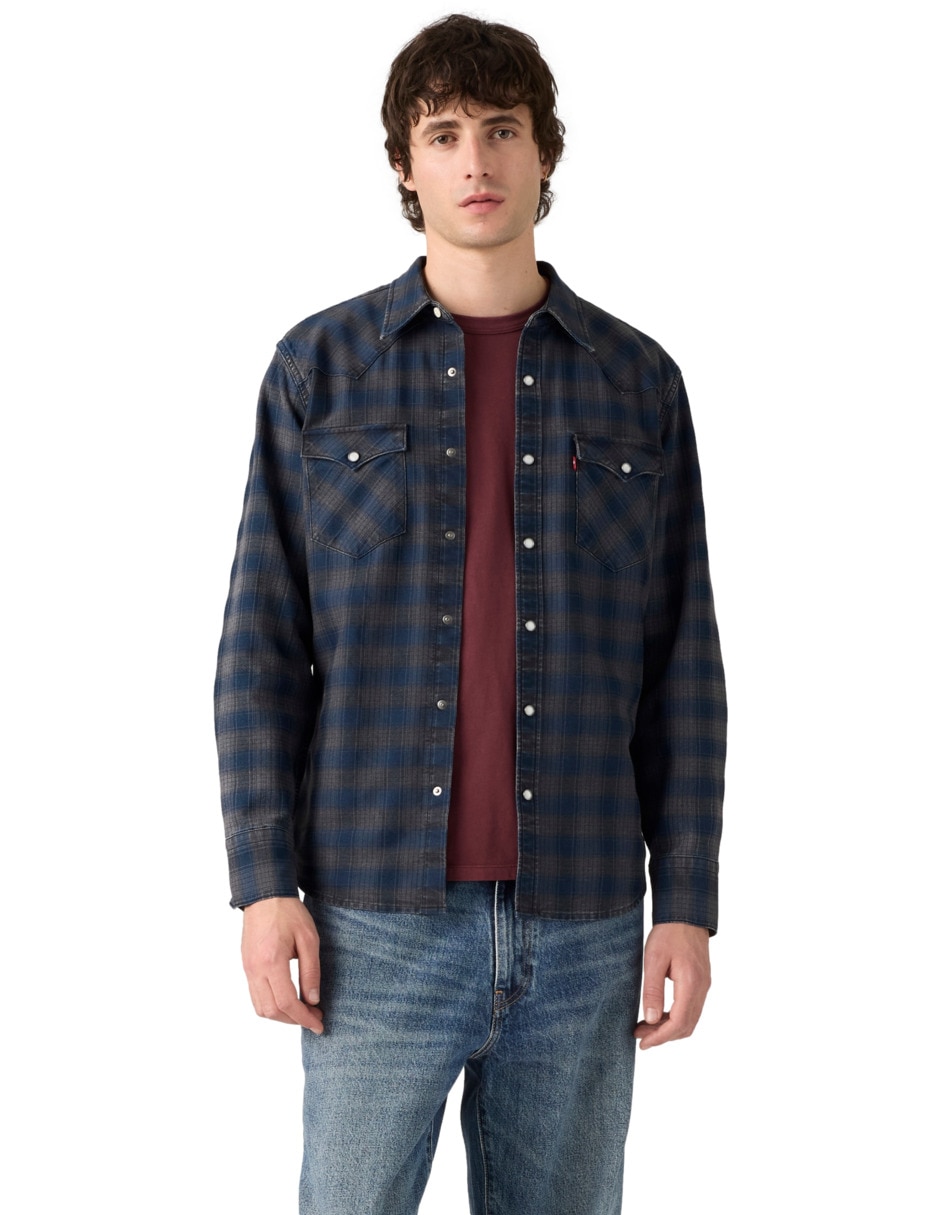 Sobrecamisa casual de algodón manga larga para hombre Sobrecamisa casual de algodón manga larga para hombre