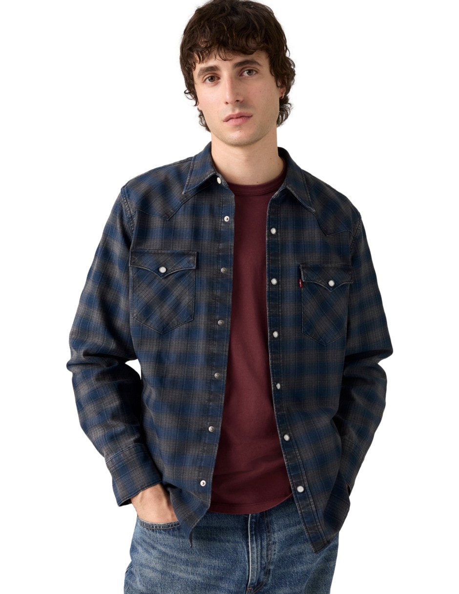 Sobrecamisa casual de algodón manga larga para hombre 3