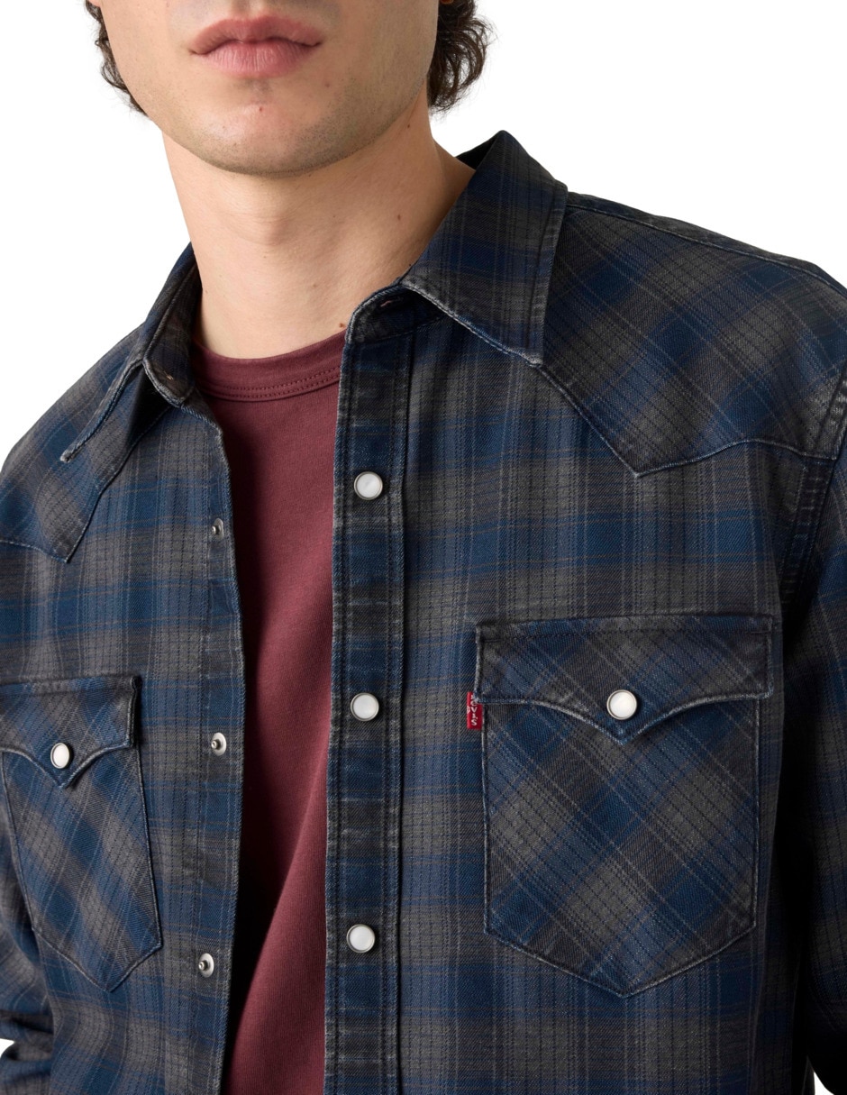 Sobrecamisa casual de algodón manga larga para hombre 2