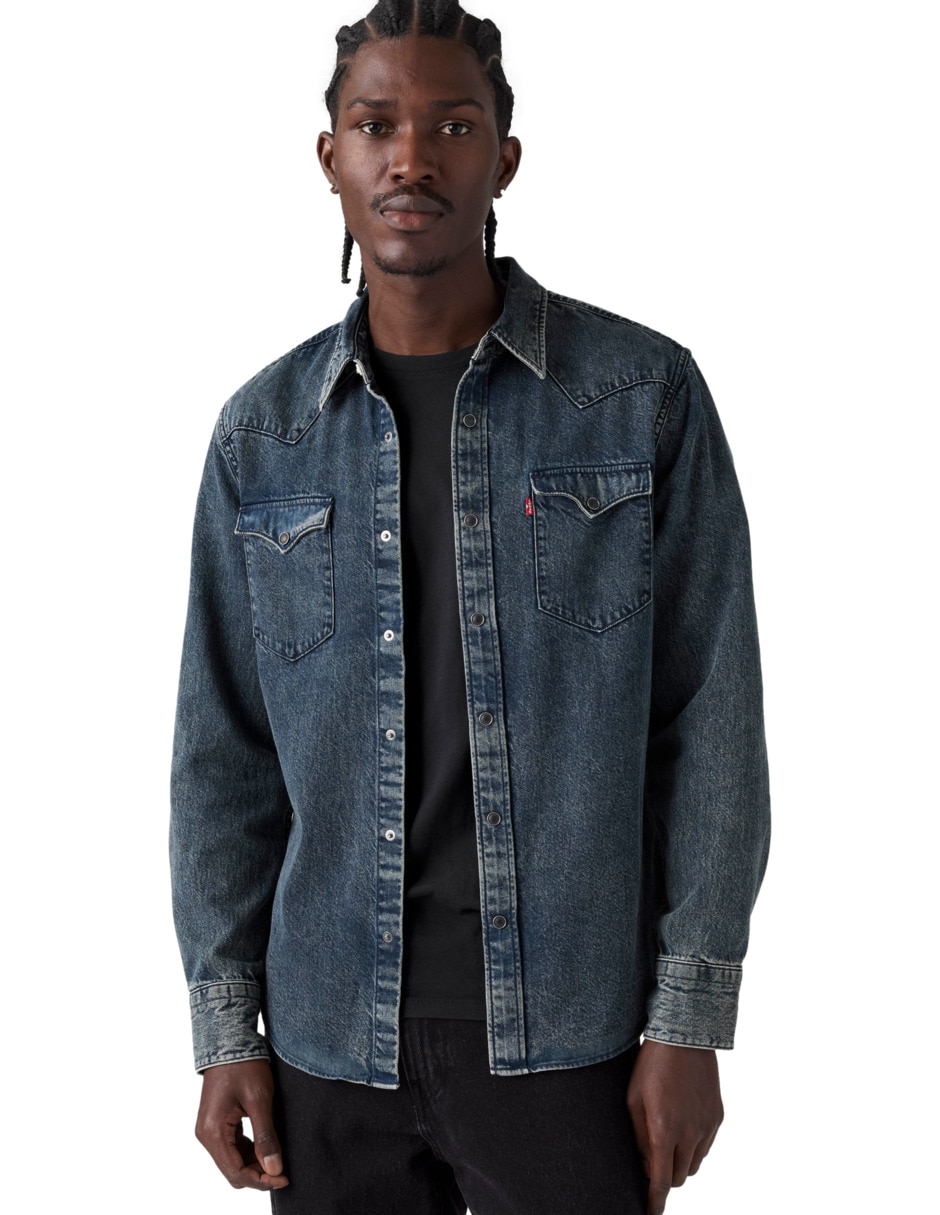Sobrecamisa casual de algodón manga larga para hombre 4