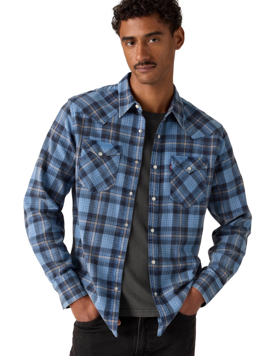 Sobrecamisa de algodón manga larga para hombre 4