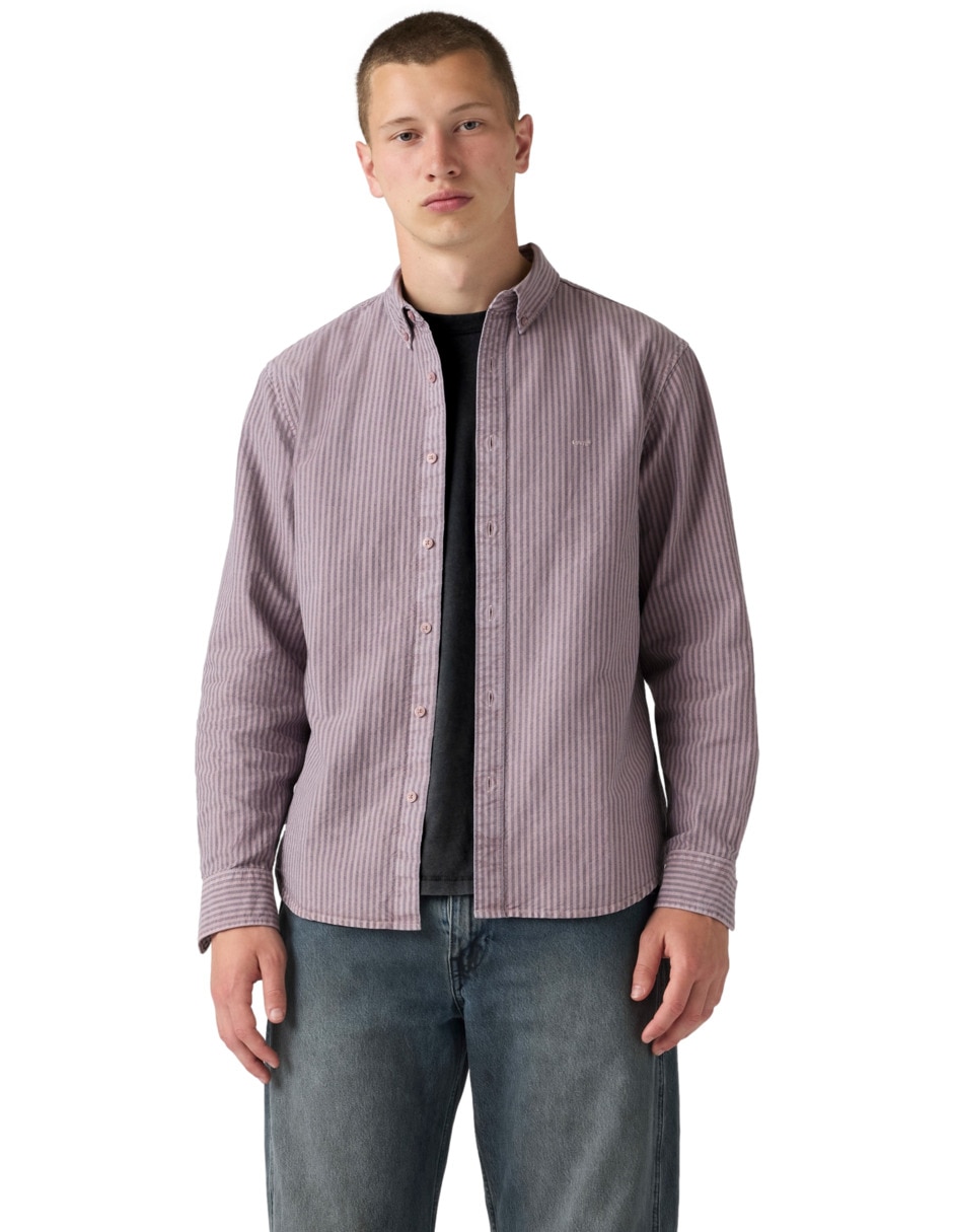 Sobrecamisa casual de algodón manga larga para hombre