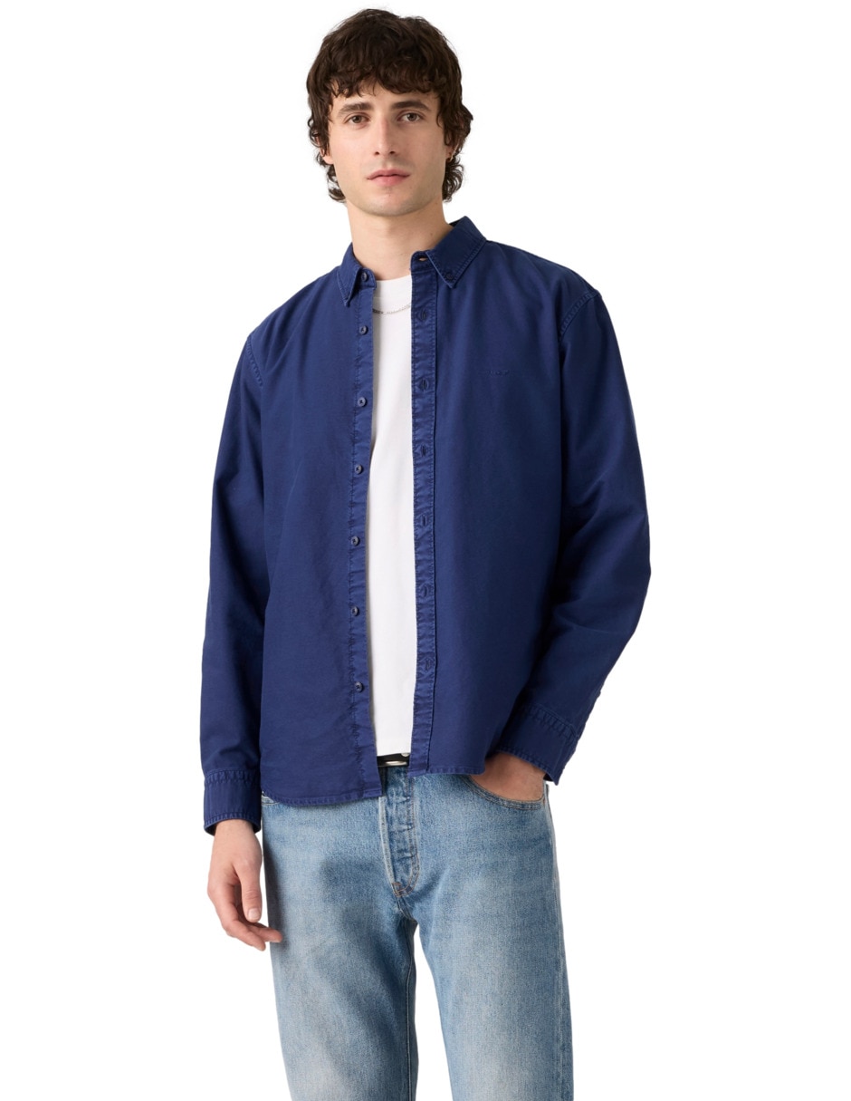 Camisa casual de algodón manga larga para hombre Camisa casual de algodón manga larga para hombre