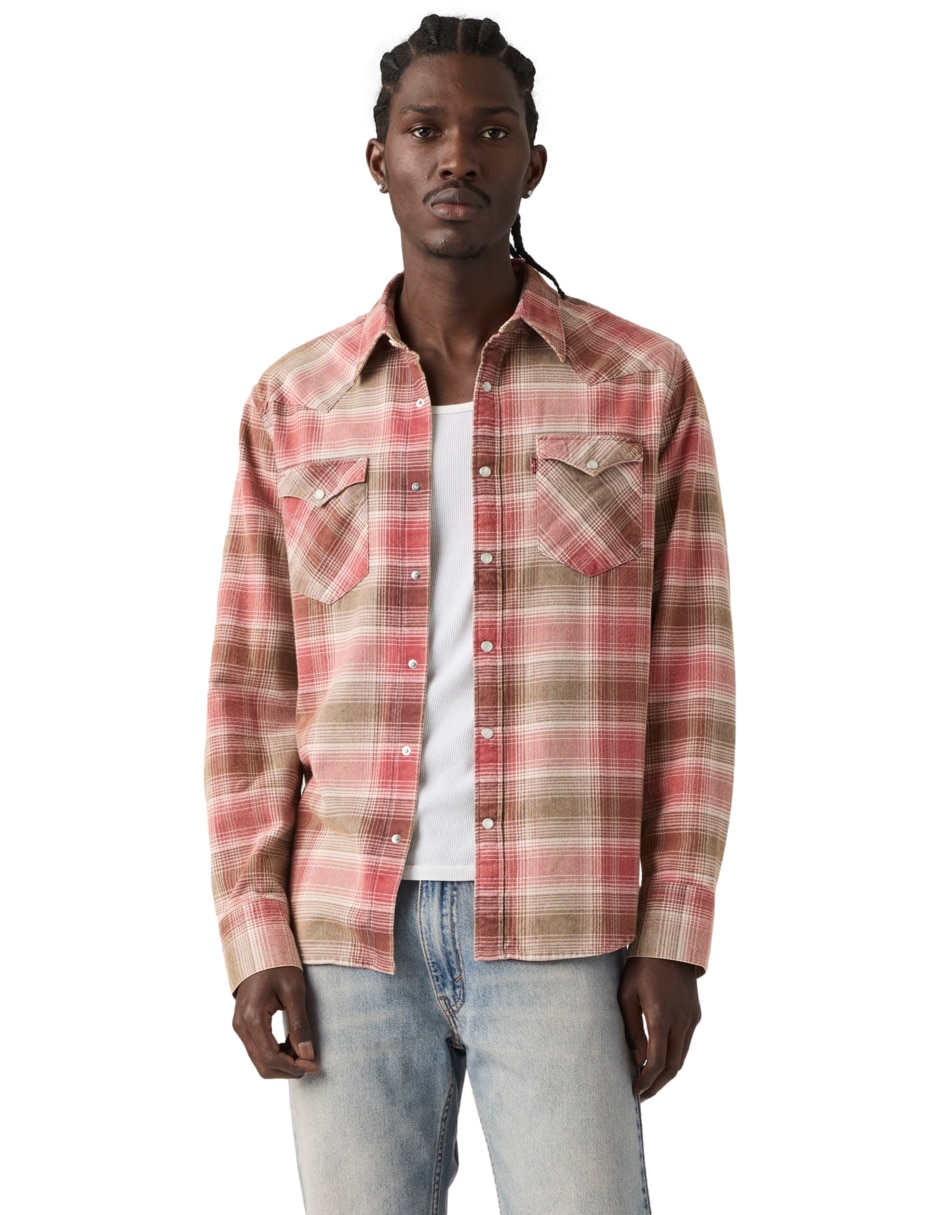 Sobrecamisa casual de algodón manga larga para hombre