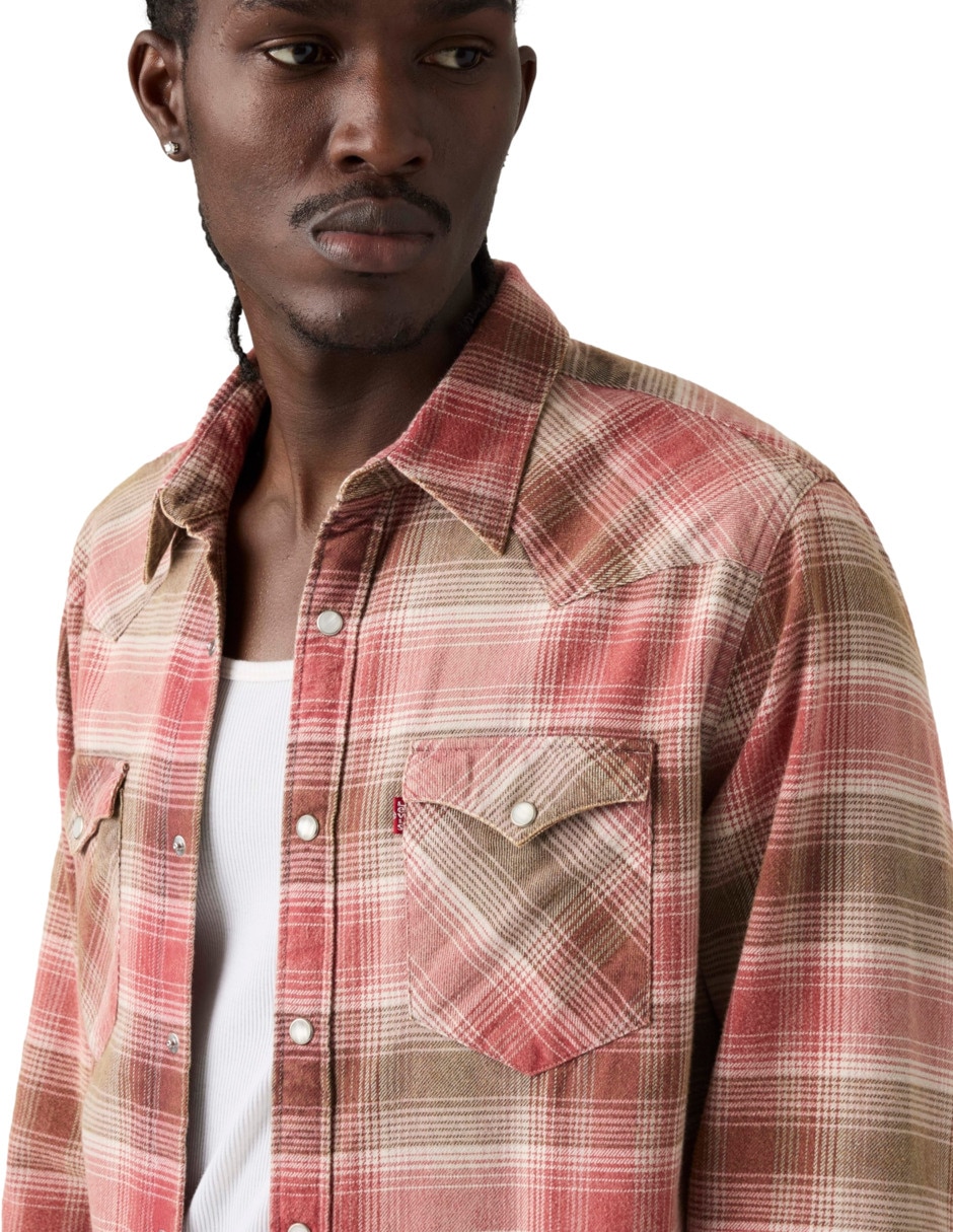 Sobrecamisa casual de algodón manga larga para hombre 3