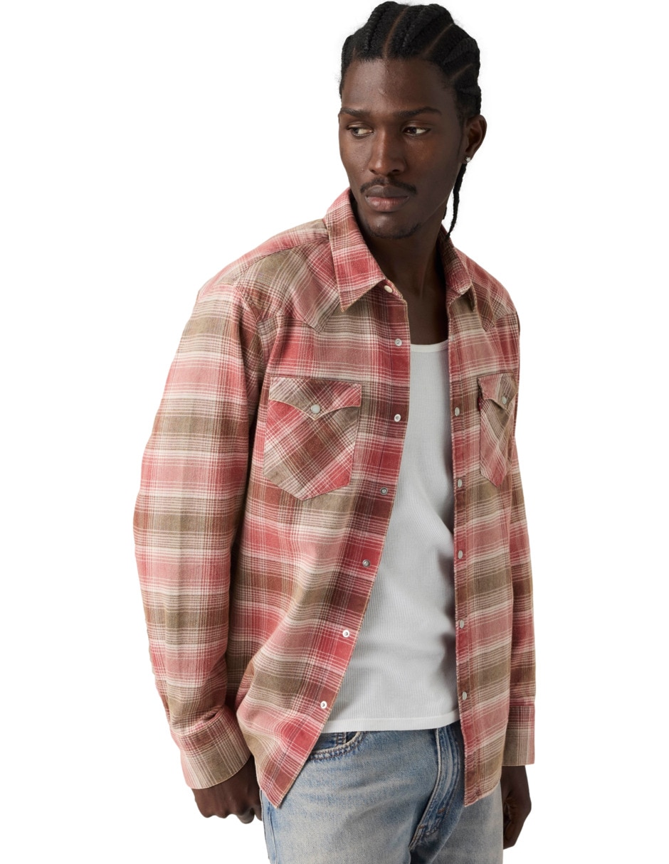 Sobrecamisa casual de algodón manga larga para hombre 2