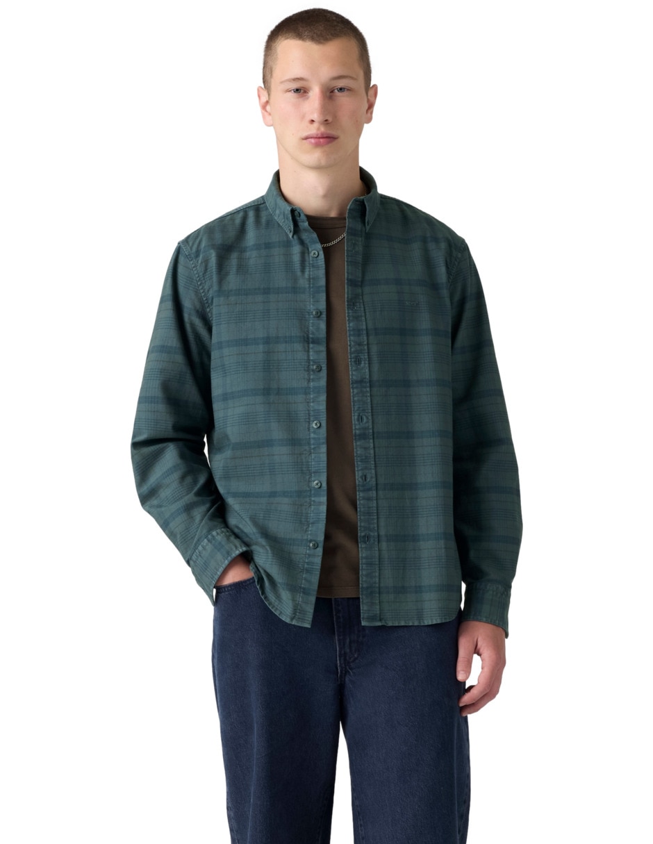 Camisa casual de algodón manga larga para hombre Camisa casual de algodón manga larga para hombre