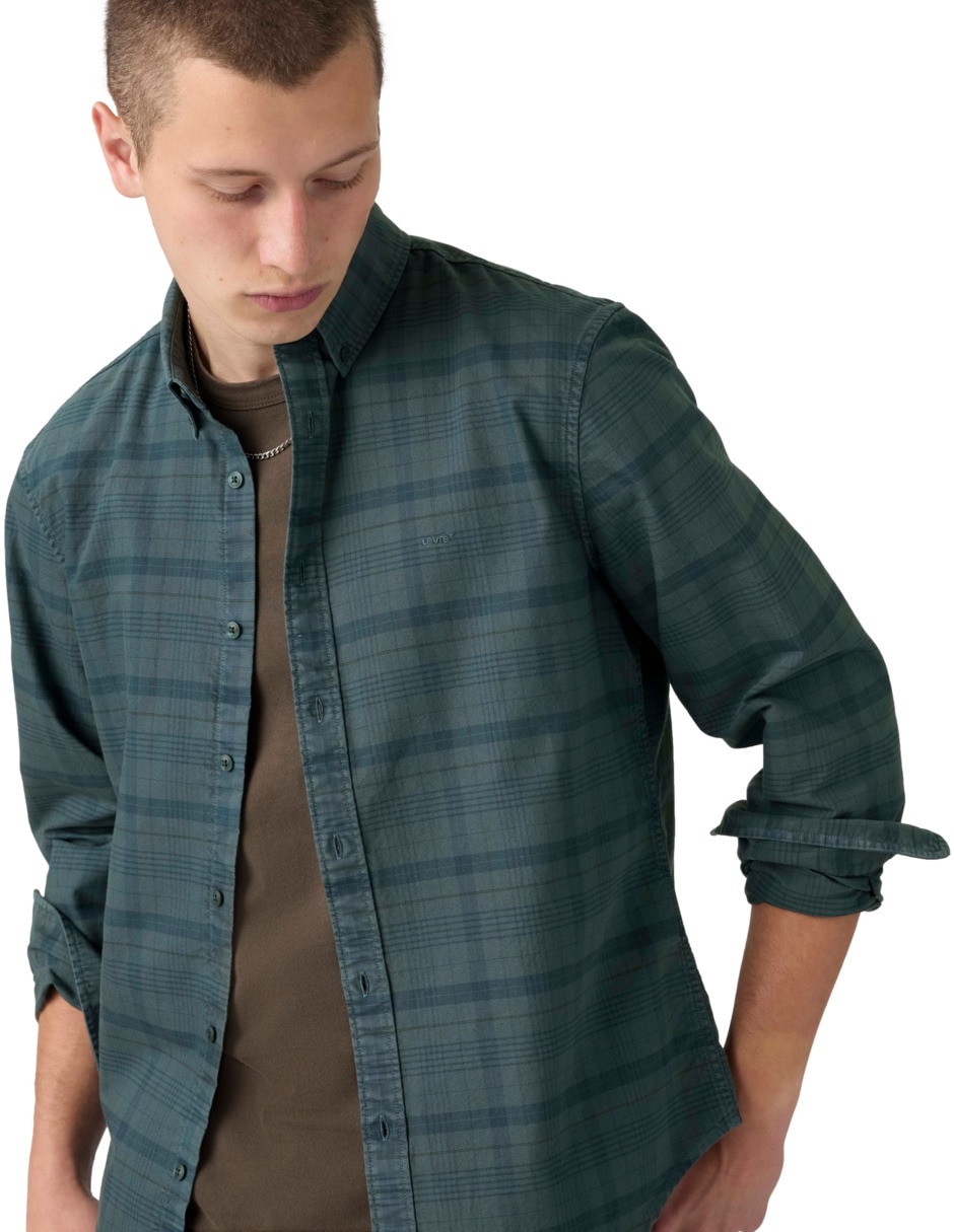 Camisa casual de algodón manga larga para hombre 4