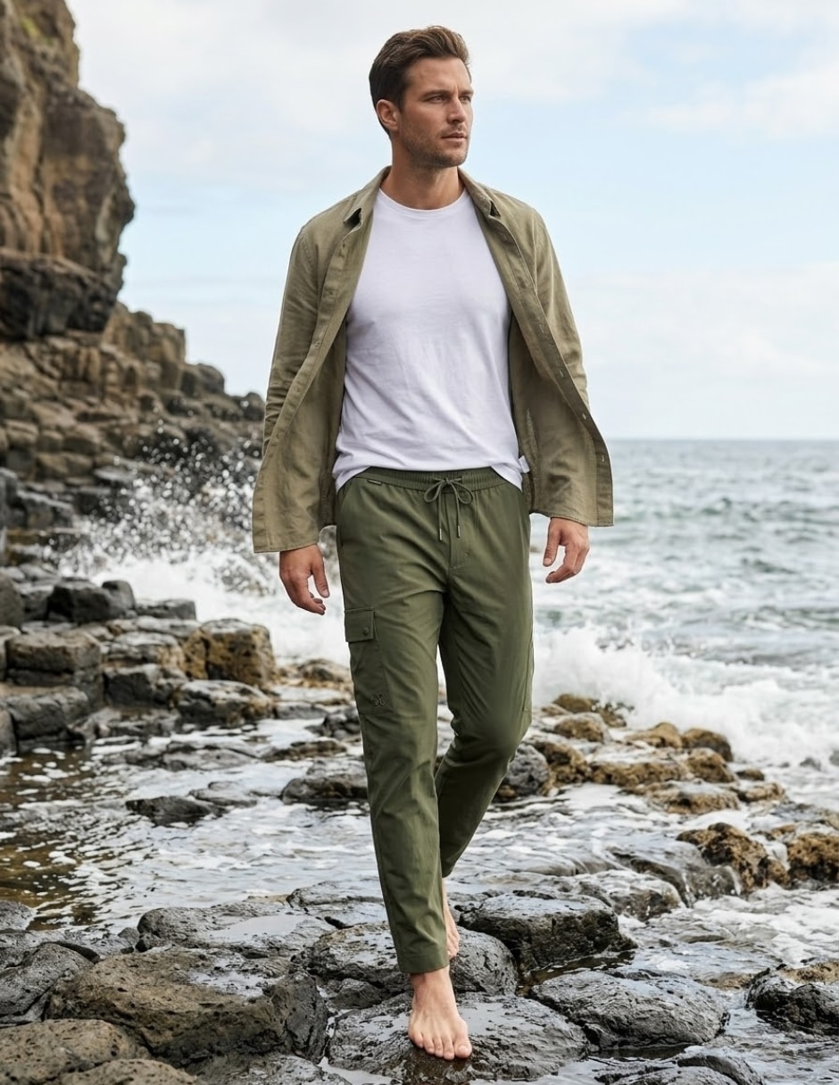 Jogger relajado estampado con bolsillos para hombre 6