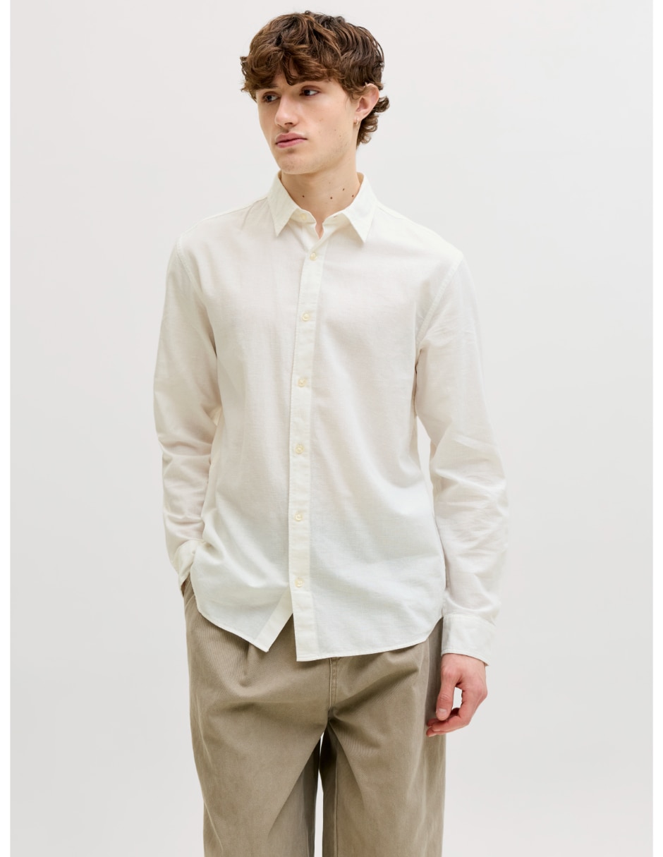 Camisa business casual manga larga para hombre 1