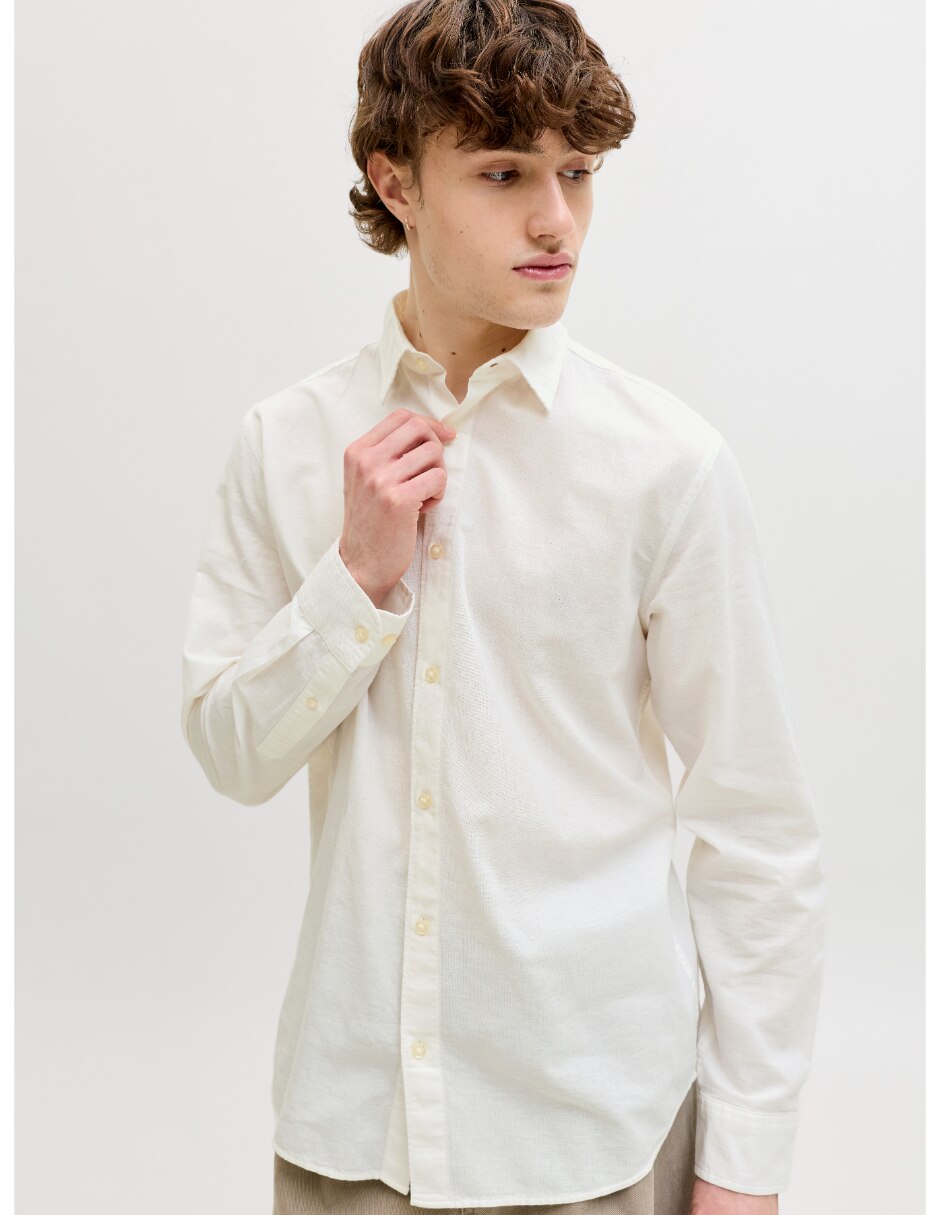 Camisa business casual manga larga para hombre 4