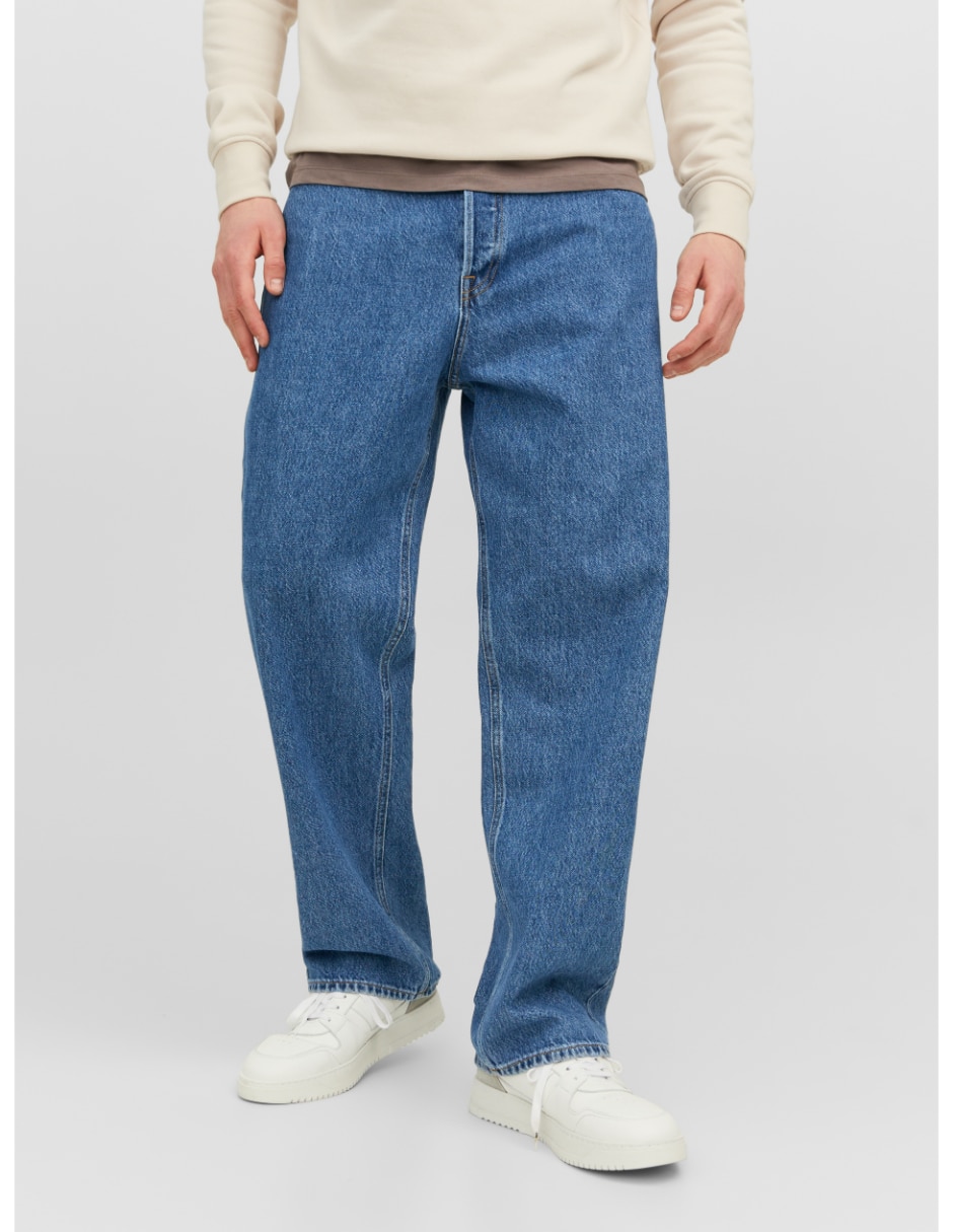 Jeans wide leg lavado medio para hombre