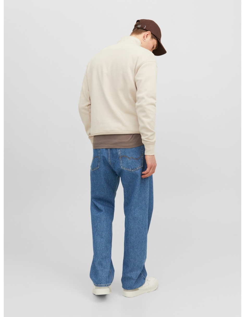 Jeans wide leg lavado medio para hombre 4