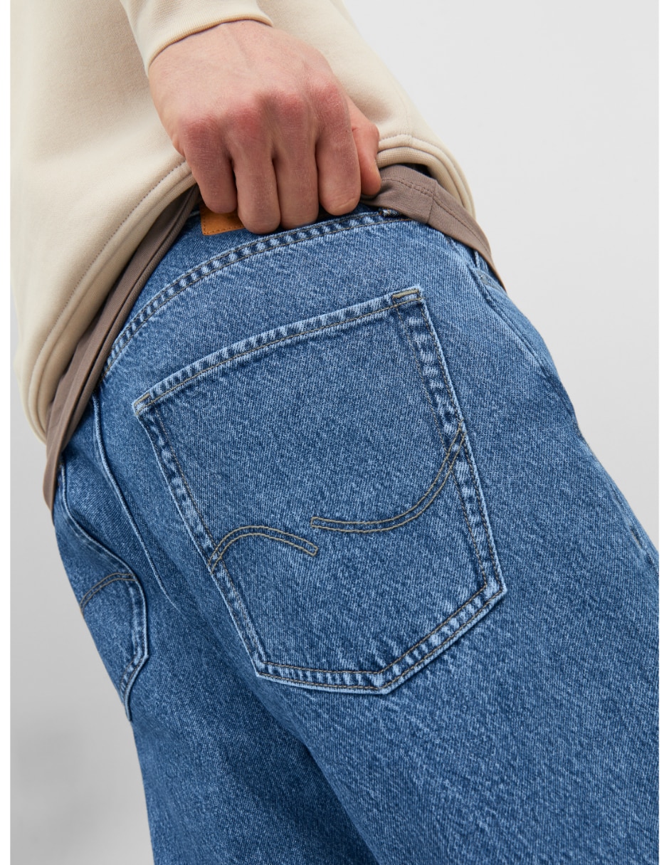 Jeans wide leg lavado medio para hombre 3