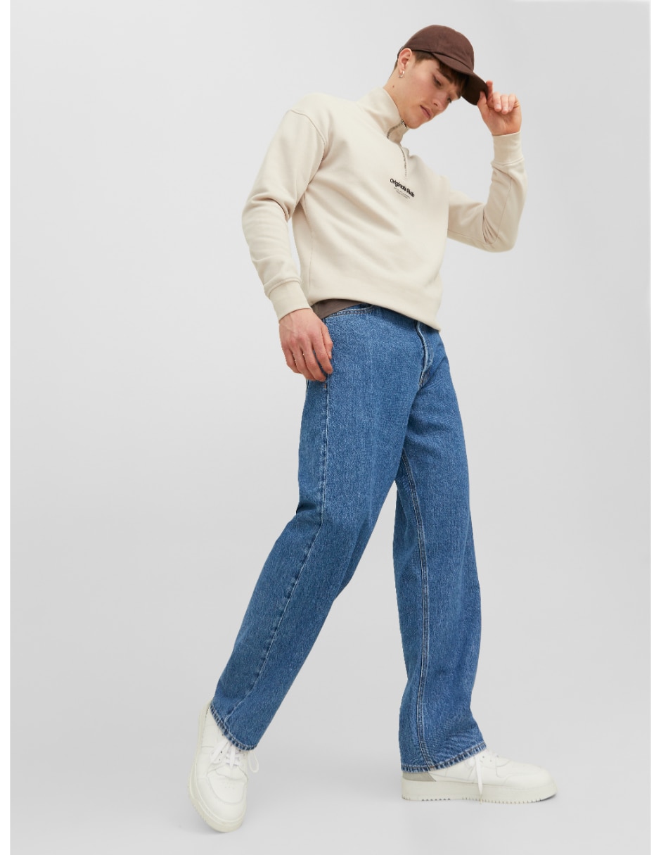 Jeans wide leg lavado medio para hombre 2