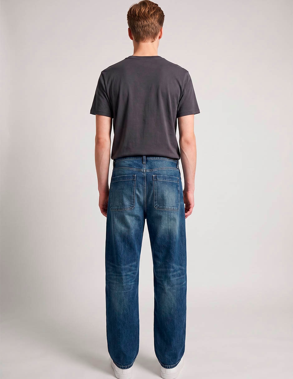 Jeans barrel lavado whisker para hombre 2