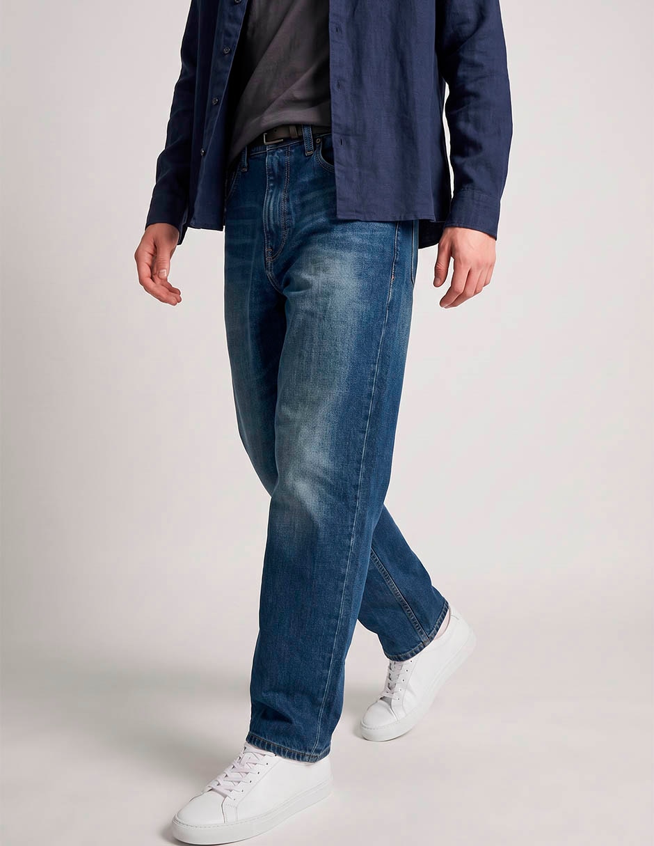 Jeans barrel lavado whisker para hombre 4
