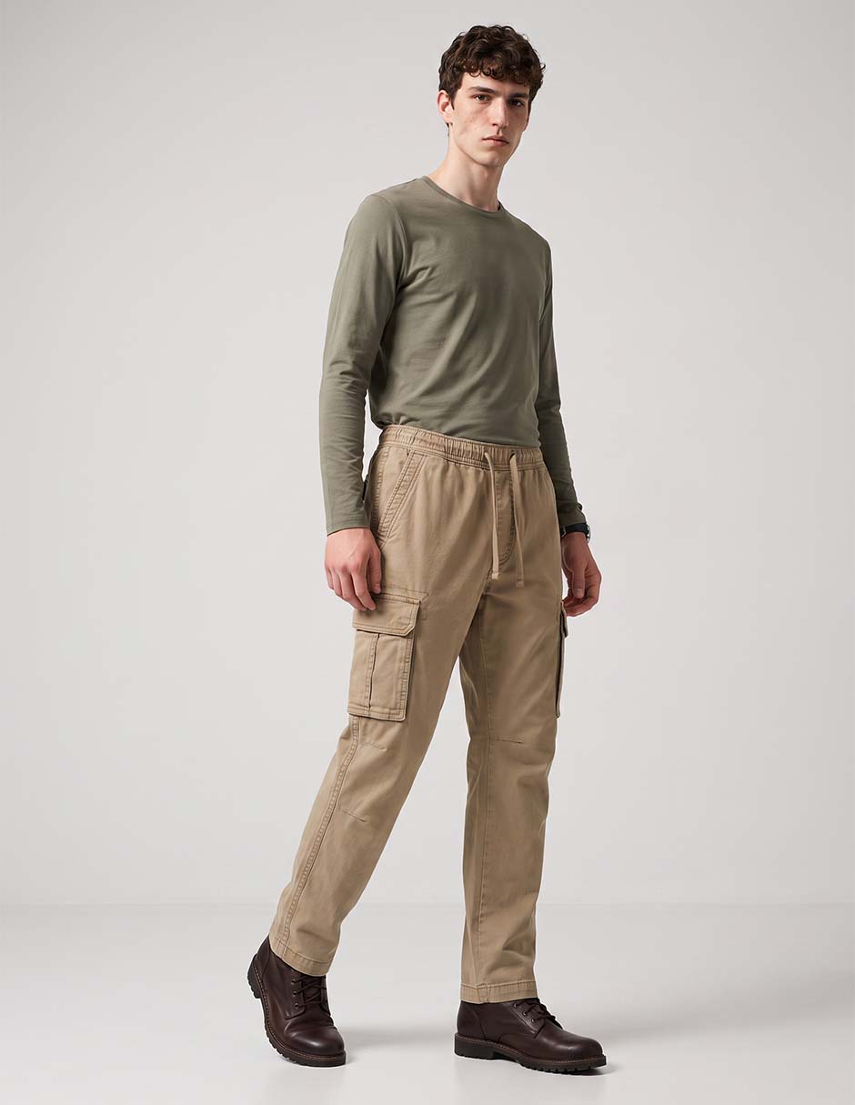 Pantalón casual cargo baggy de algodón para hombre 3