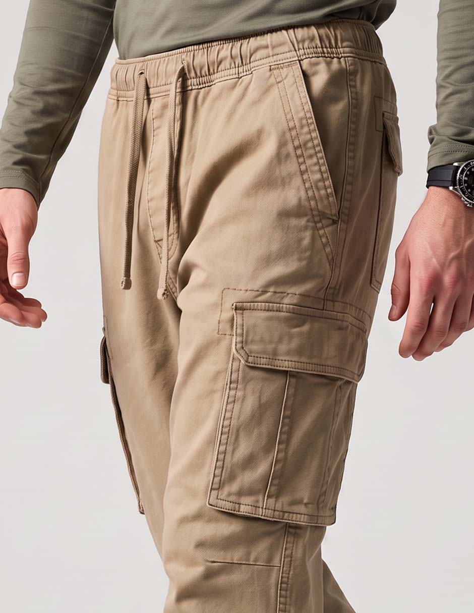 Pantalón casual cargo baggy de algodón para hombre 4