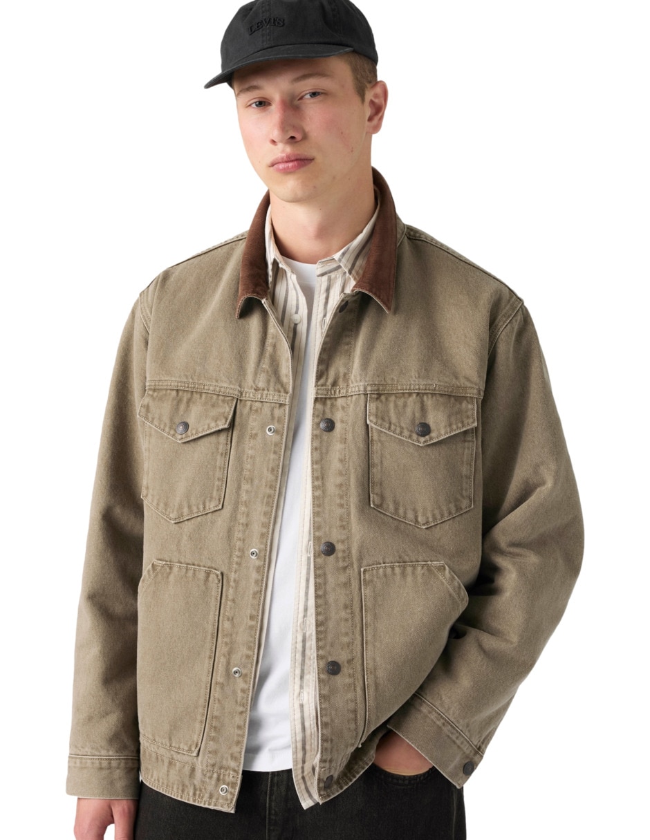 Chamarra denim de algodón para hombre