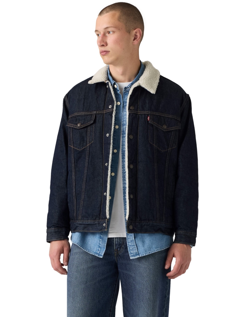 Chamarra denim de algodón para hombre