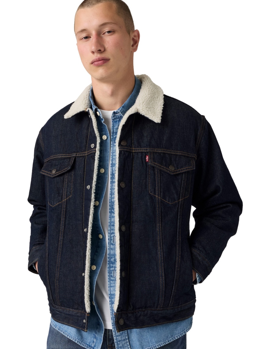 Chamarra denim de algodón para hombre