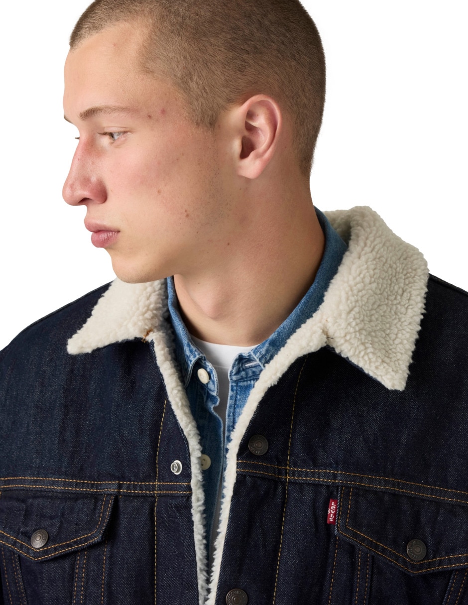 Chamarra denim de algodón para hombre