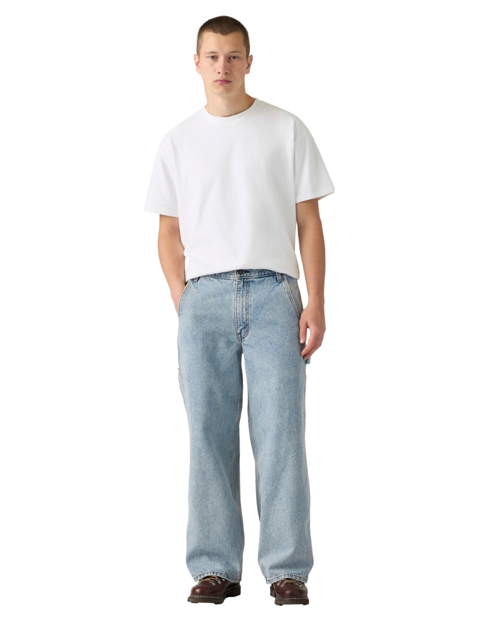Jeans regular baggy lavado claro para hombre 4