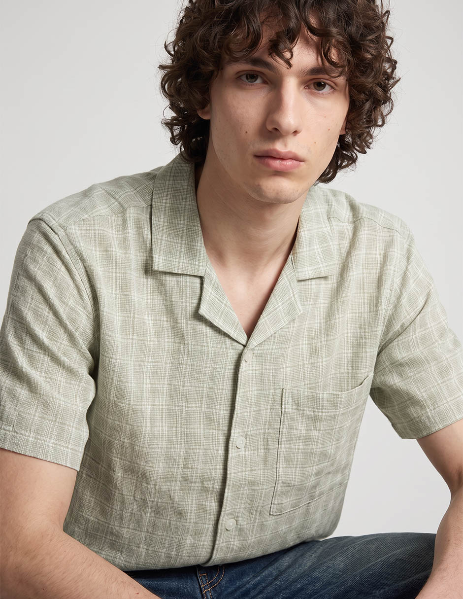 Camisa casual de algodón manga corta para hombre 4
