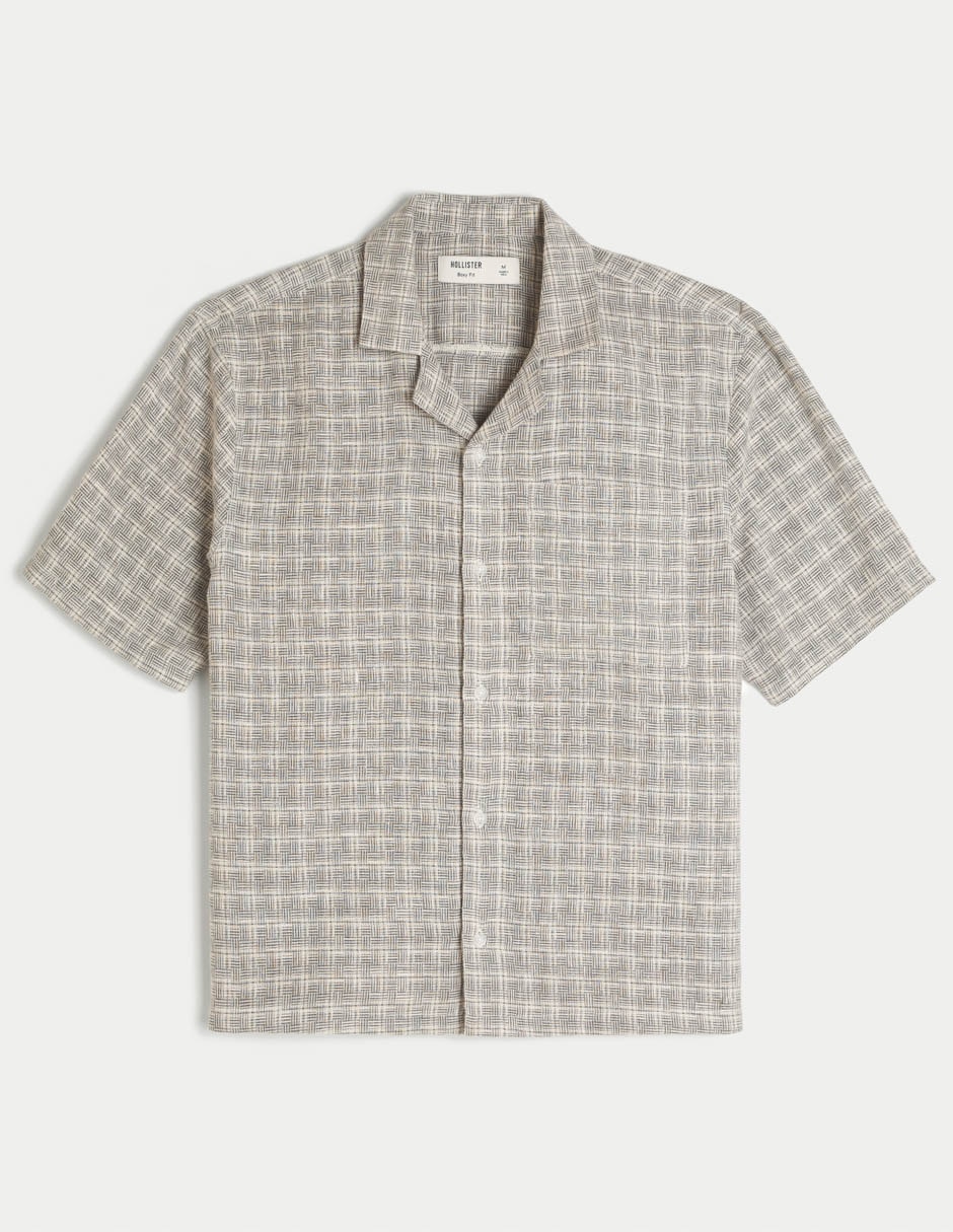 Camisa casual hollister de algodón manga corta para hombre