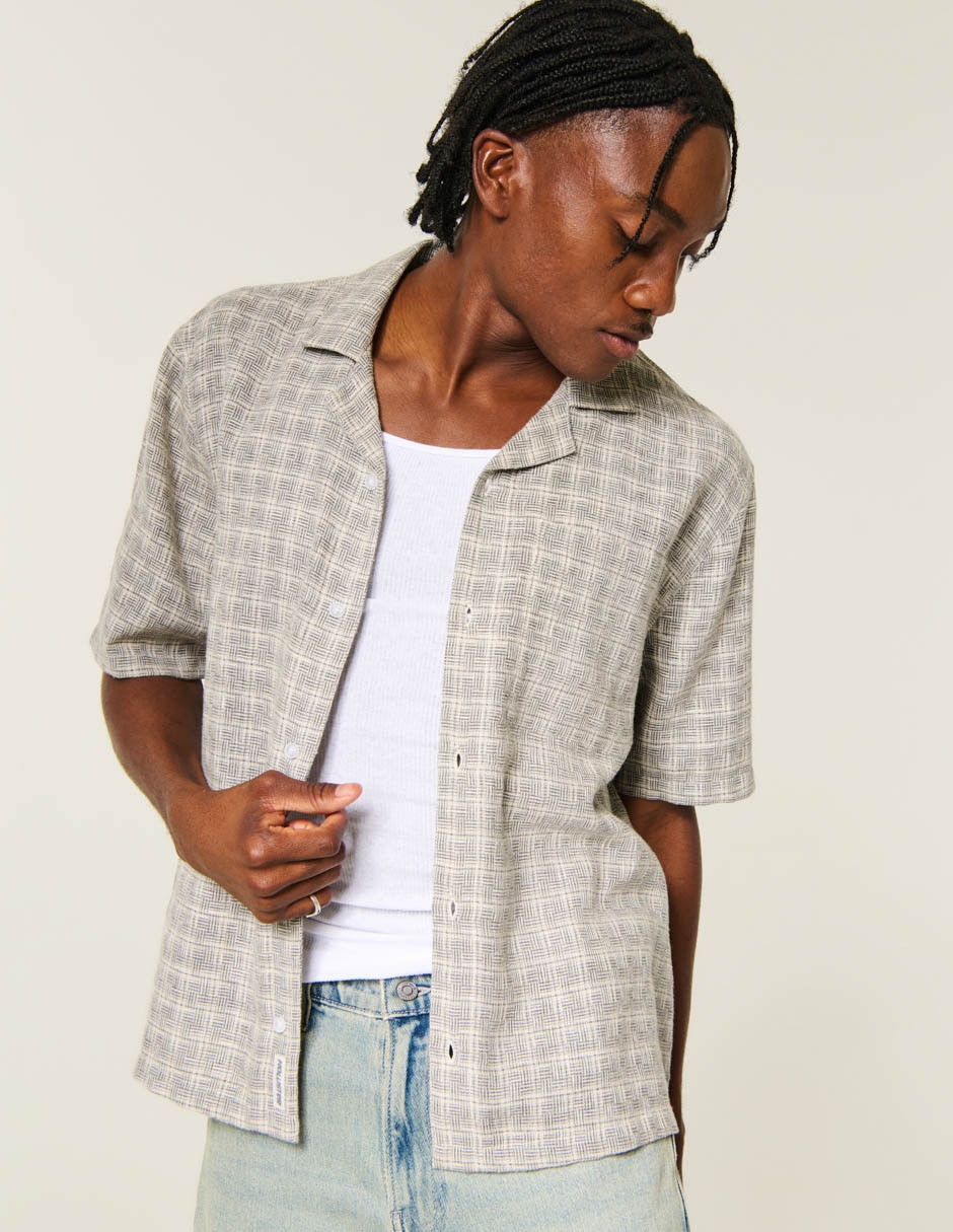 Camisa casual hollister de algodón manga corta para hombre