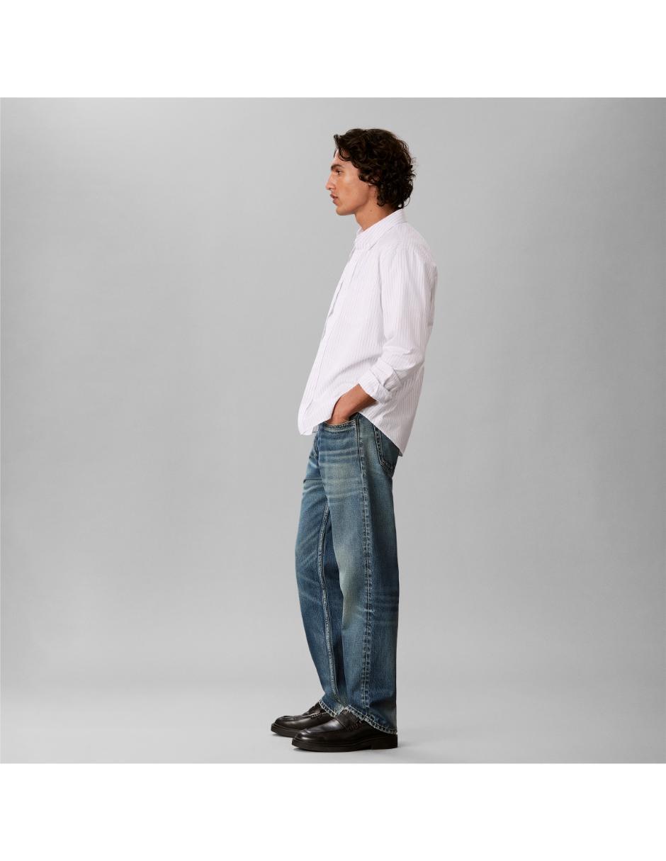 Camisa casual Calvin Klein de algodón manga larga para hombre 6