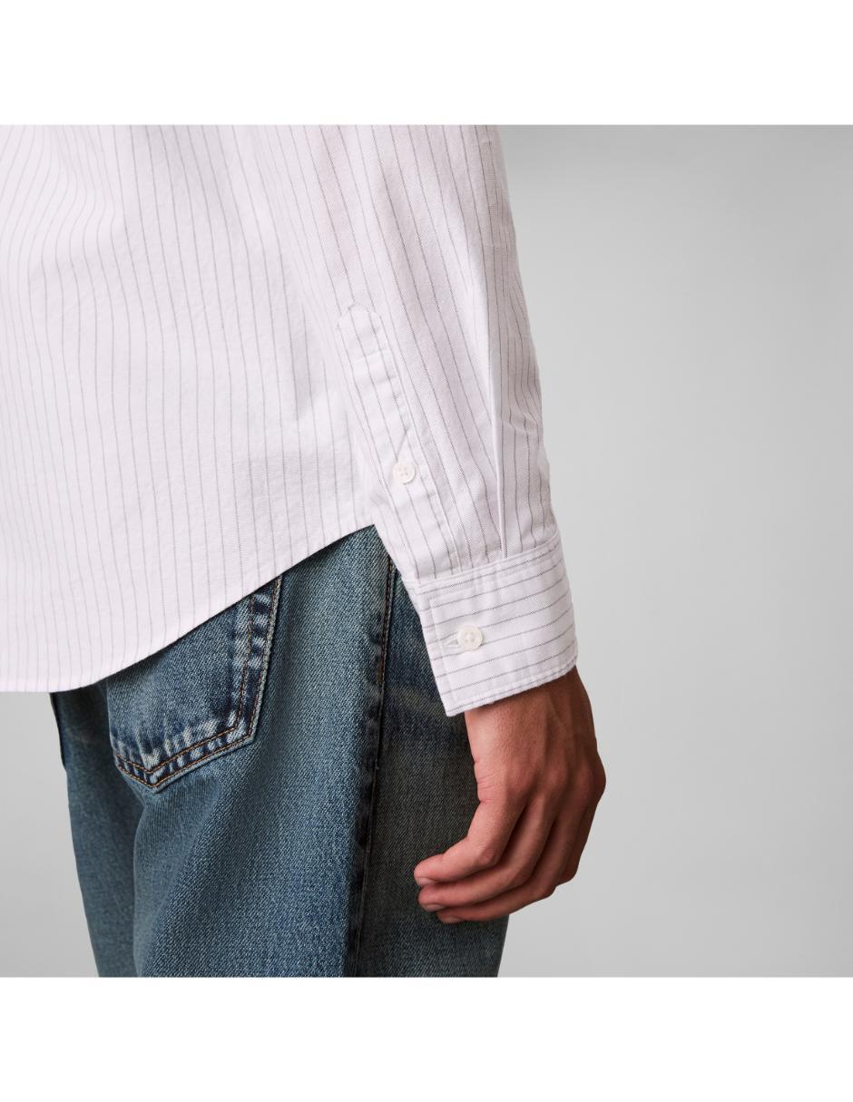 Camisa casual Calvin Klein de algodón manga larga para hombre 5