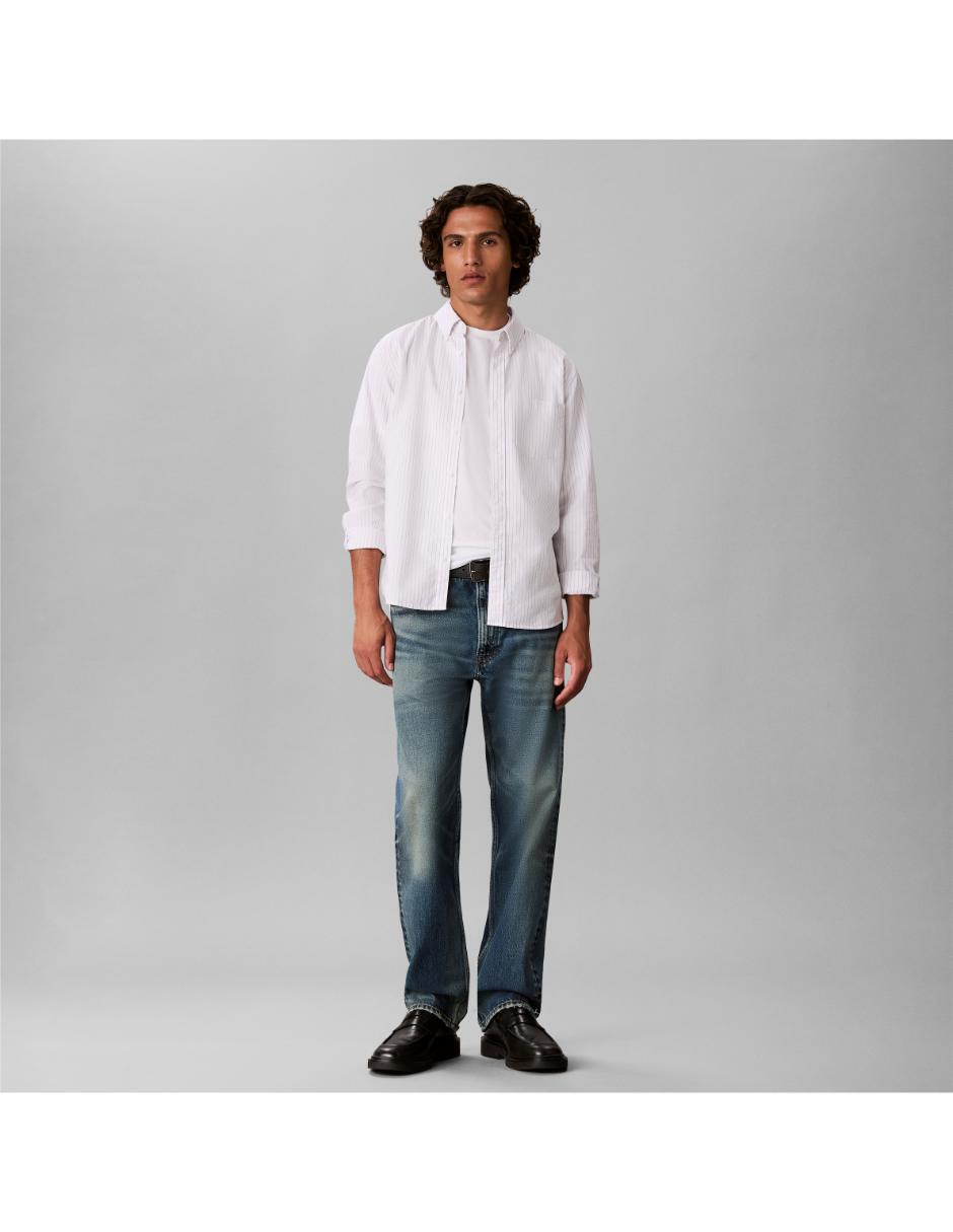 Camisa casual Calvin Klein de algodón manga larga para hombre