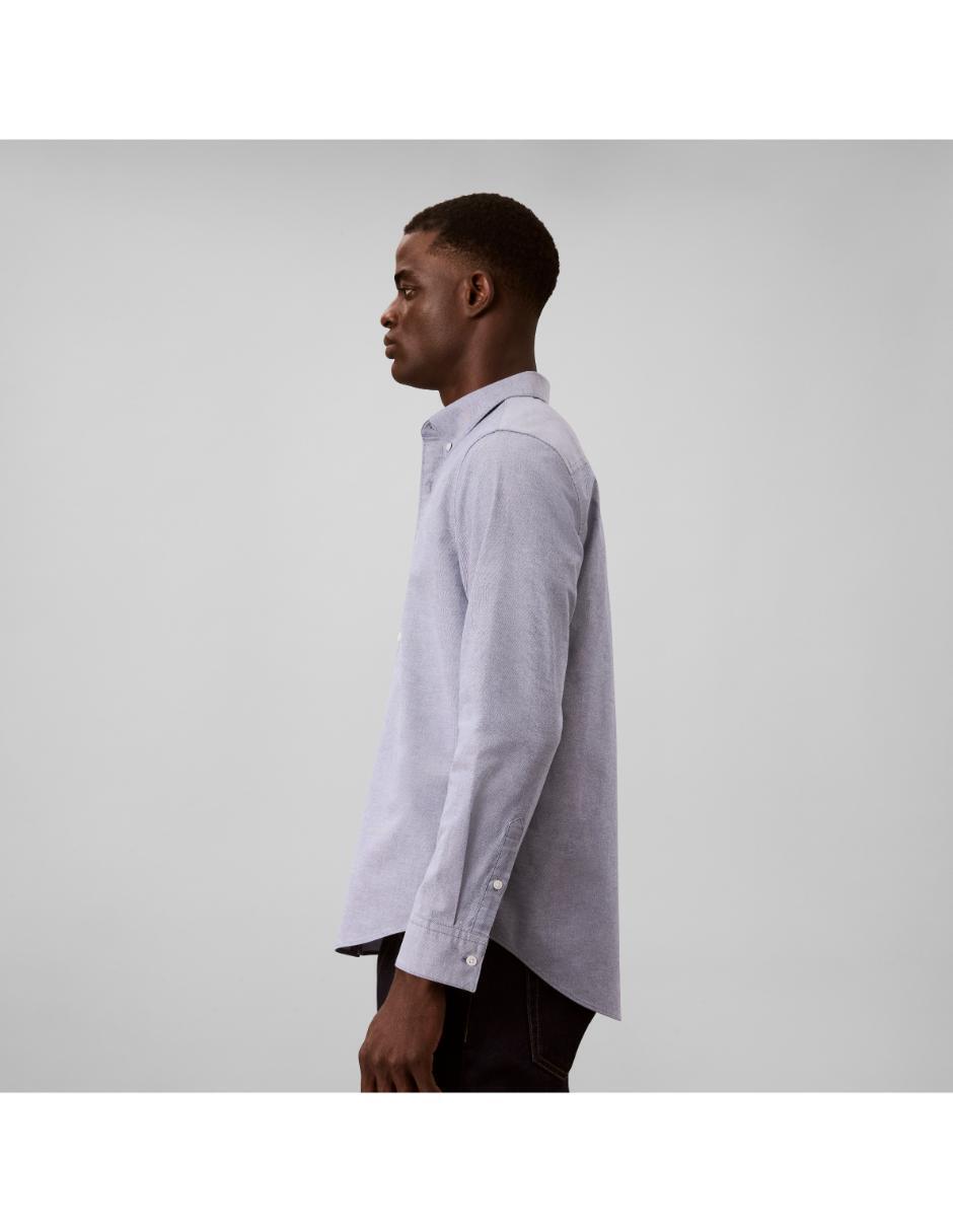 Camisa casual Calvin Klein de algodón manga larga para hombre 5